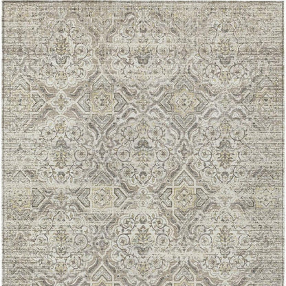 5' X 8' Ivory And Linen Floral Washable Indoor Outdoor Area Rug HomeRoots