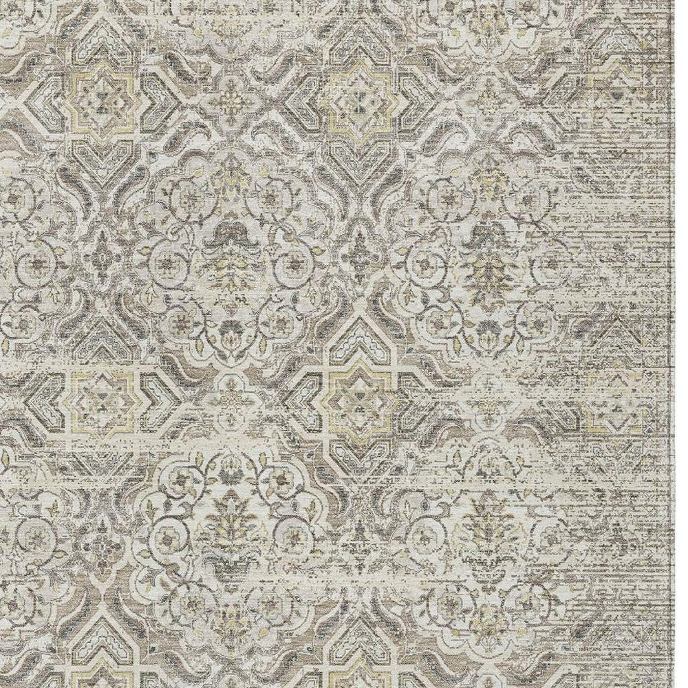10' X 14' Ivory And Linen Floral Washable Indoor Outdoor Area Rug HomeRoots