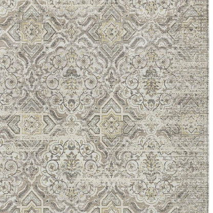 10' X 14' Ivory And Linen Floral Washable Indoor Outdoor Area Rug HomeRoots