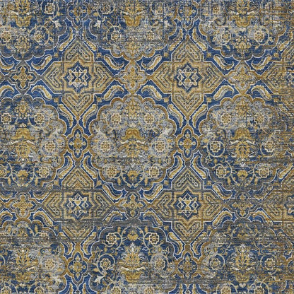 8' X 10' Navy Blue And Blue Floral Washable Indoor Outdoor Area Rug HomeRoots