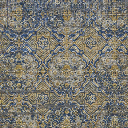 10' X 14' Navy Blue And Blue Floral Washable Indoor Outdoor Area Rug HomeRoots