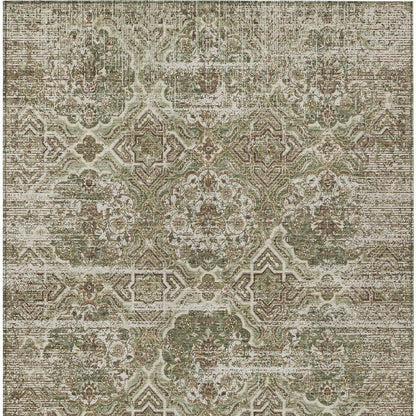 3' X 5' Olive Green And Green Floral Washable Indoor Outdoor Area Rug HomeRoots