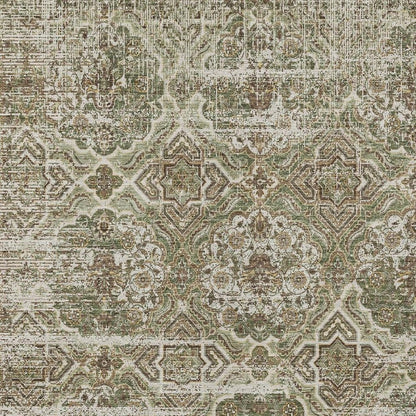 3' X 5' Olive Green And Green Floral Washable Indoor Outdoor Area Rug HomeRoots