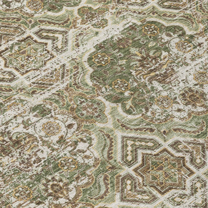 8' X 10' Olive Green And Green Floral Washable Indoor Outdoor Area Rug HomeRoots