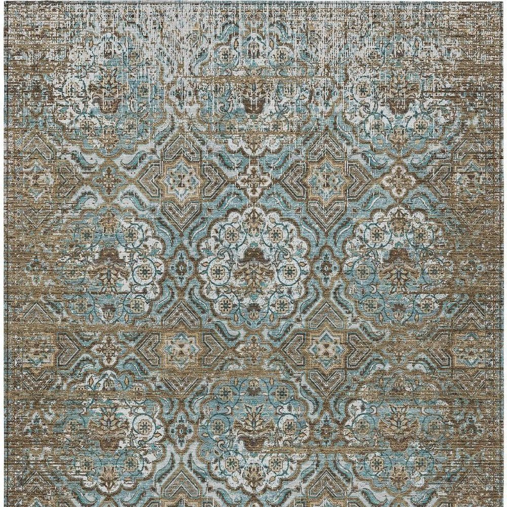 5' X 8' Teal Blue And Blue Floral Washable Indoor Outdoor Area Rug HomeRoots
