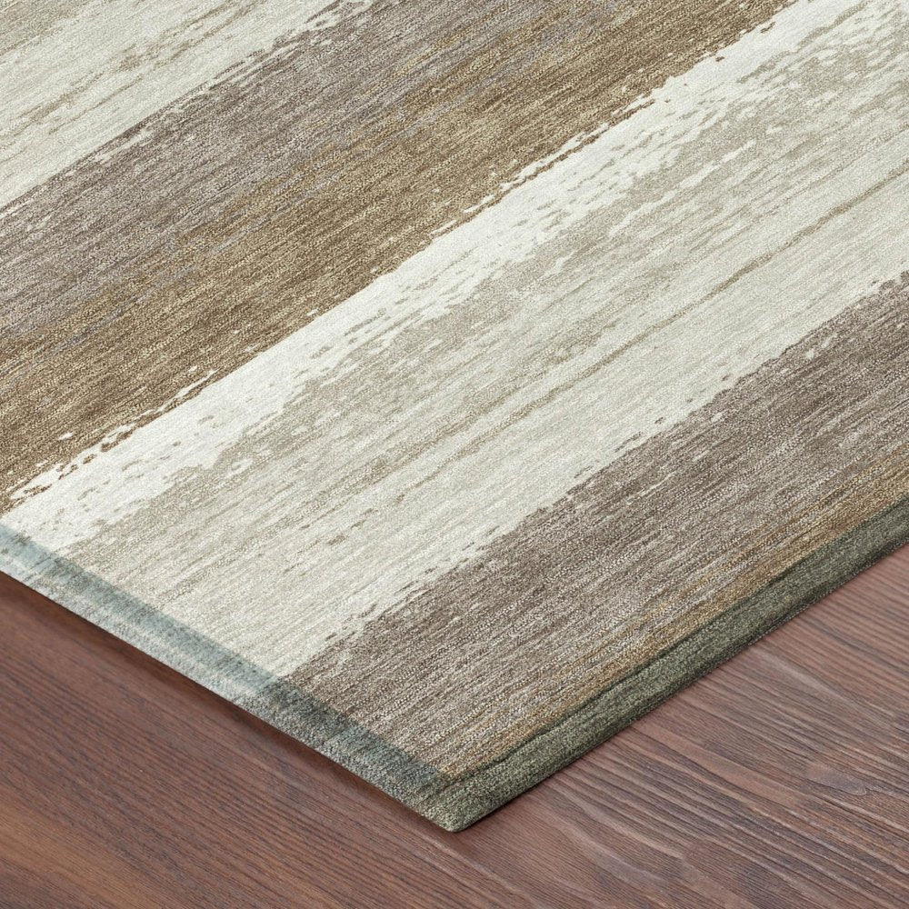 3' X 5' Beige And Graphite Striped Washable Indoor Outdoor Area Rug HomeRoots