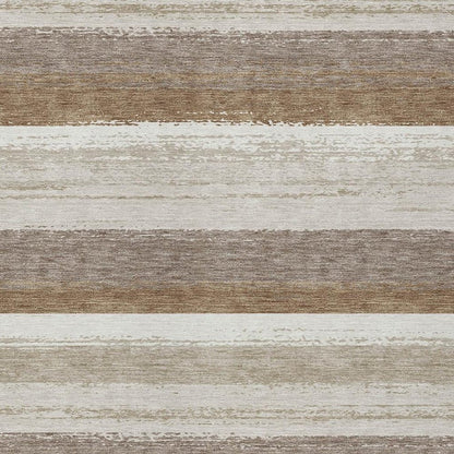 3' X 5' Beige And Graphite Striped Washable Indoor Outdoor Area Rug HomeRoots