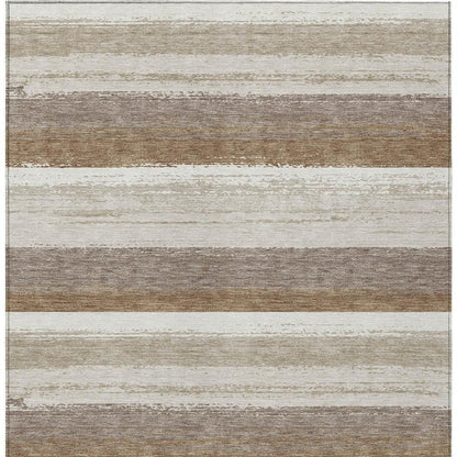 10' X 14' Beige And Graphite Striped Washable Indoor Outdoor Area Rug HomeRoots