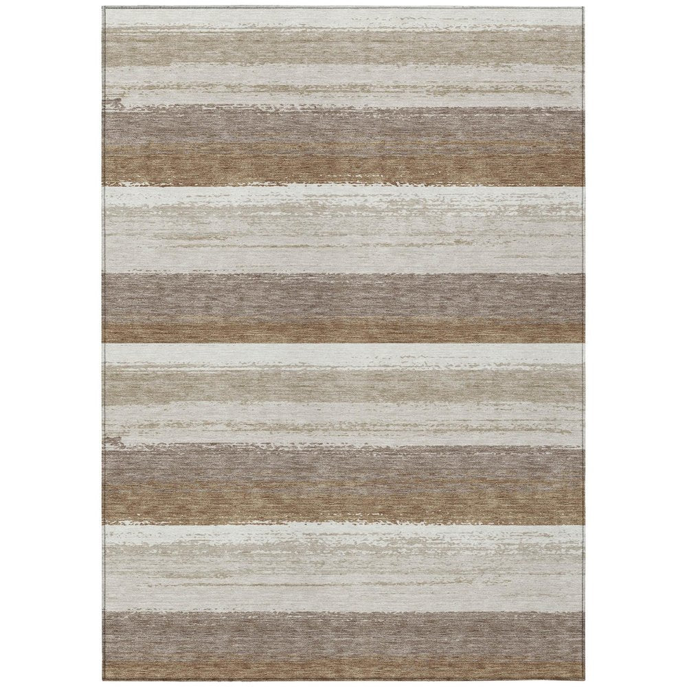 10' X 14' Beige And Graphite Striped Washable Indoor Outdoor Area Rug HomeRoots