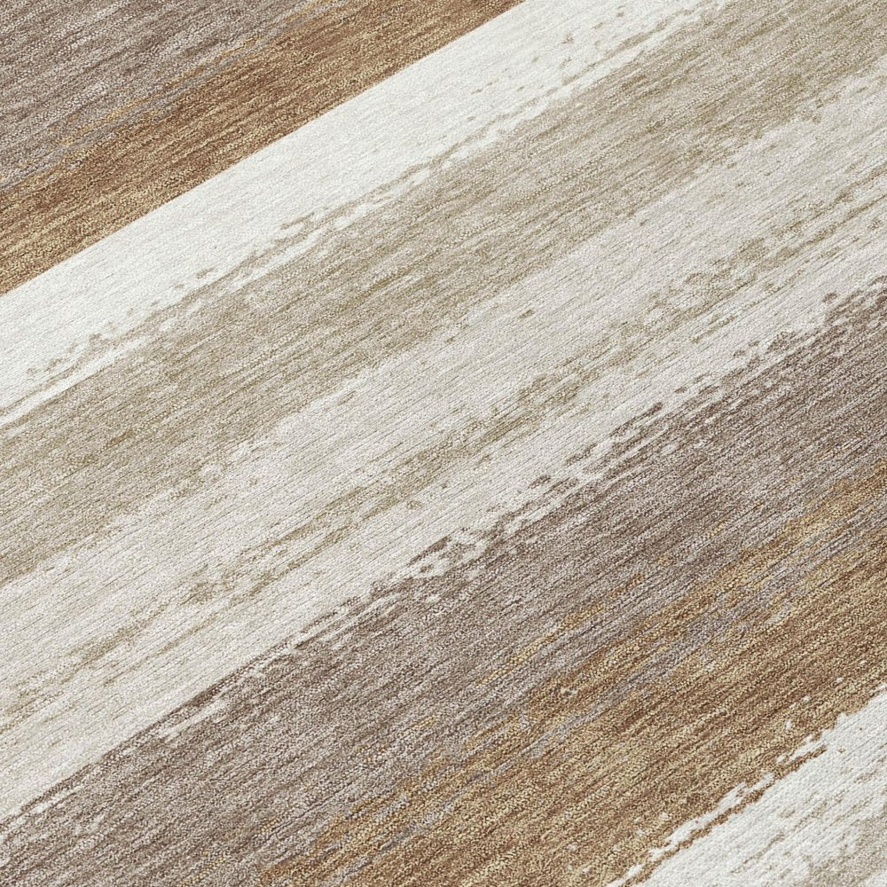 10' X 14' Beige And Graphite Striped Washable Indoor Outdoor Area Rug — view 3