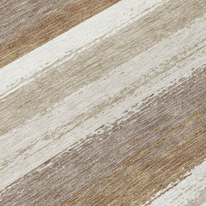 10' X 14' Beige And Graphite Striped Washable Indoor Outdoor Area Rug HomeRoots