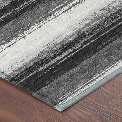 3' X 5' Black And Khaki Striped Washable Indoor Outdoor Area Rug HomeRoots