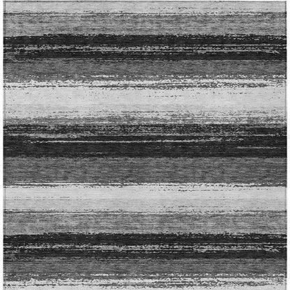 5' X 8' Black And Khaki Striped Washable Indoor Outdoor Area Rug HomeRoots