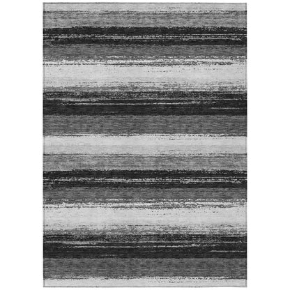 5' X 8' Black And Khaki Striped Washable Indoor Outdoor Area Rug HomeRoots