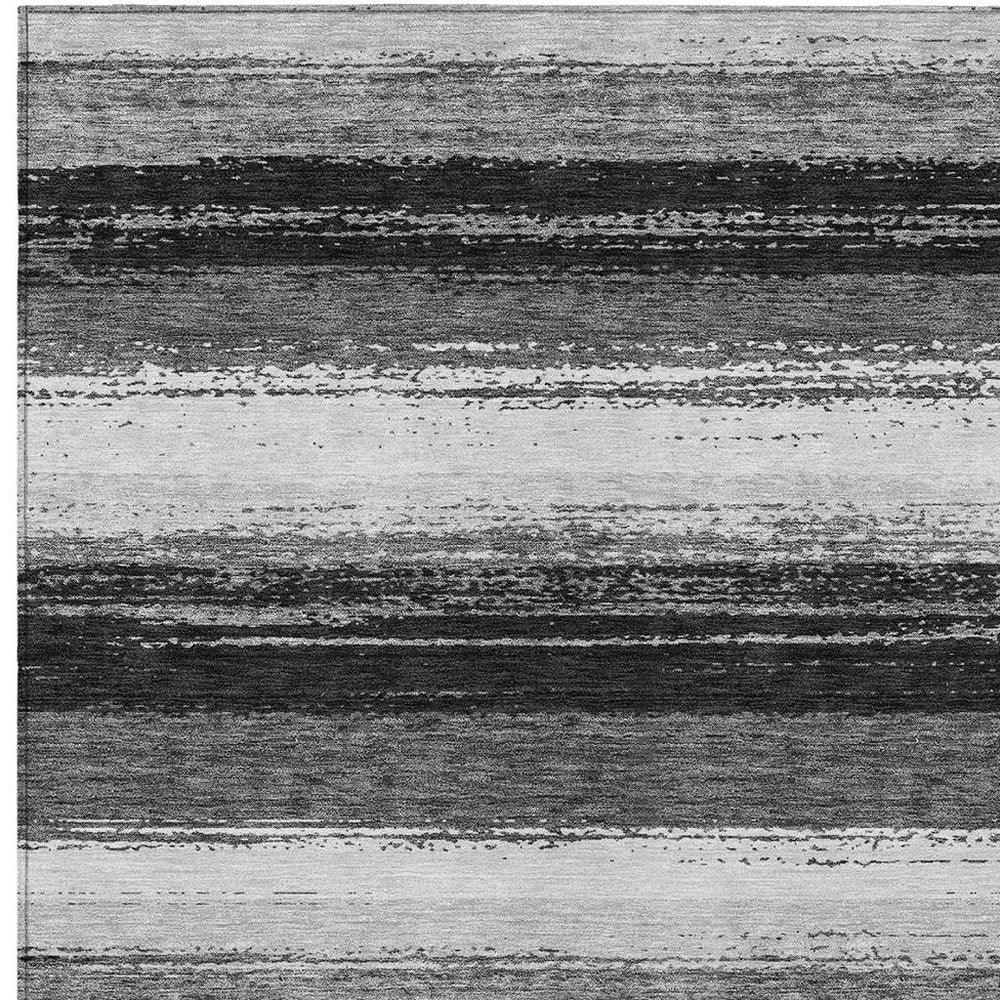 5' X 8' Black And Khaki Striped Washable Indoor Outdoor Area Rug HomeRoots