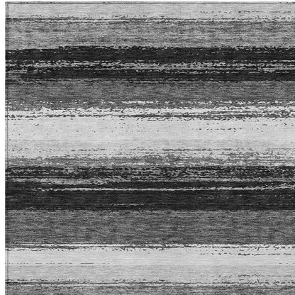 5' X 8' Black And Khaki Striped Washable Indoor Outdoor Area Rug HomeRoots