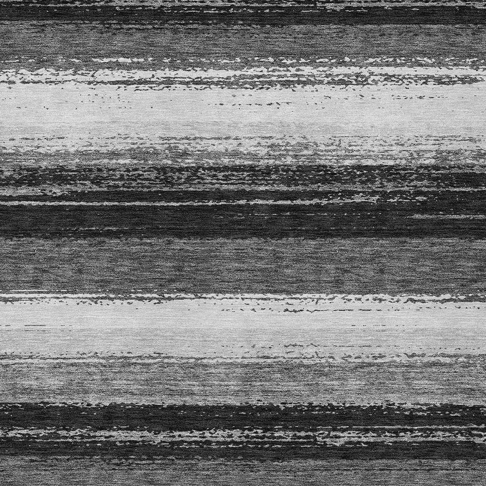 9' X 12' Black And Khaki Striped Washable Indoor Outdoor Area Rug HomeRoots