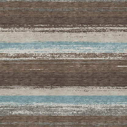 3' X 5' Brown And Beige Striped Washable Indoor Outdoor Area Rug HomeRoots