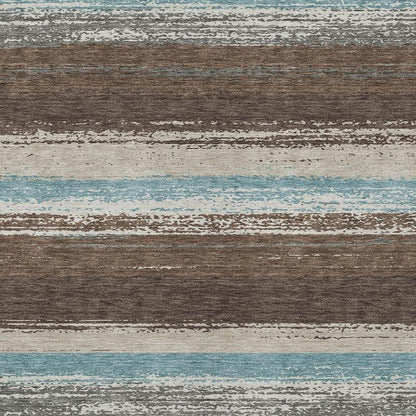 5' X 8' Brown And Beige Striped Washable Indoor Outdoor Area Rug HomeRoots