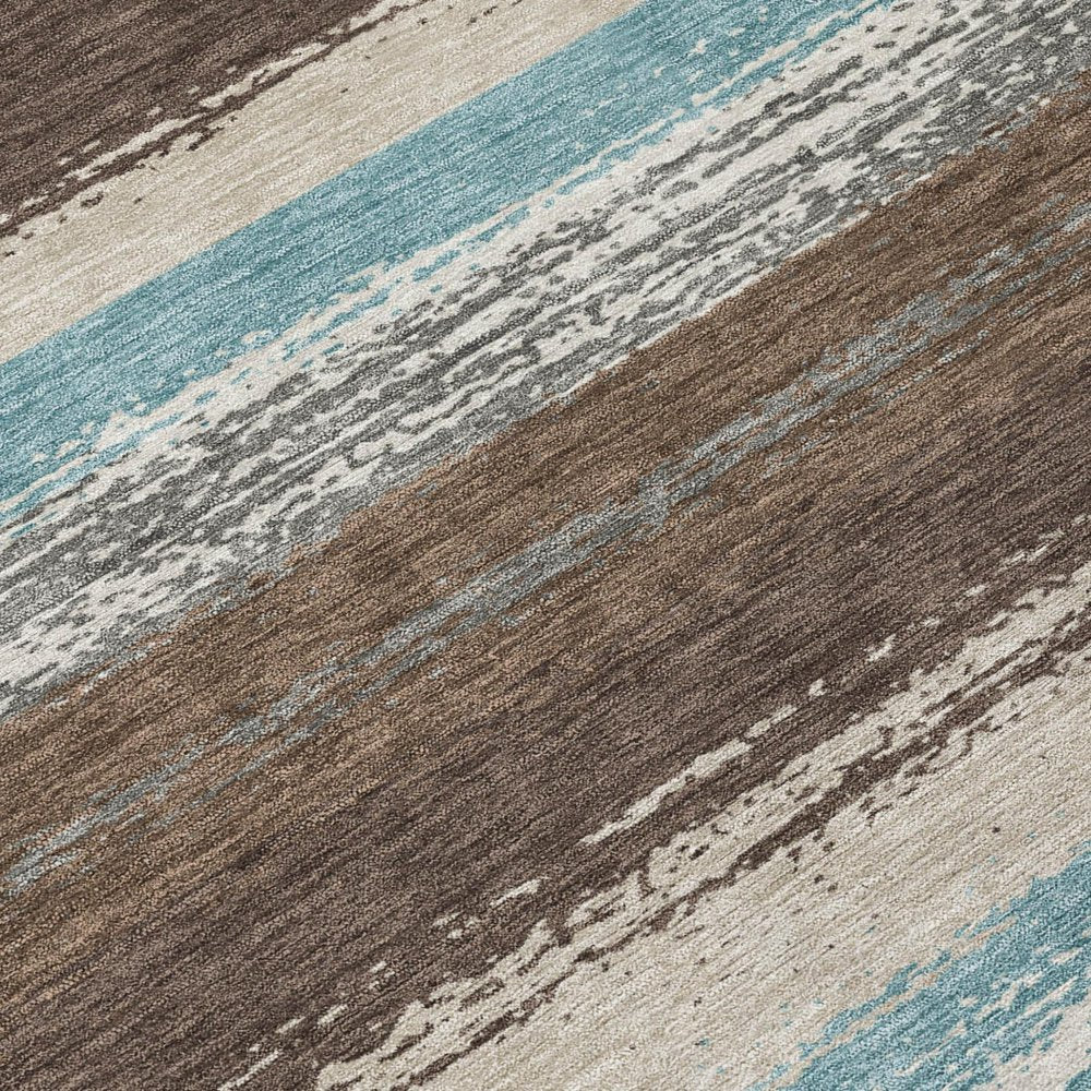 8' Brown And Beige Round Striped Washable Indoor Outdoor Area Rug HomeRoots