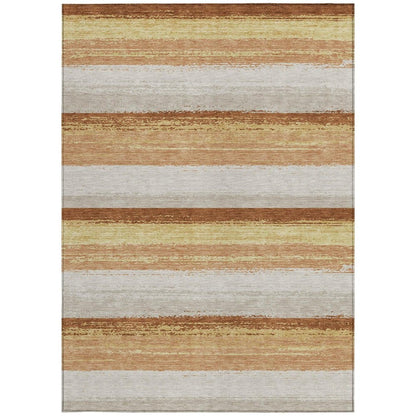 3' X 5' Copper And Purple Striped Washable Indoor Outdoor Area Rug HomeRoots