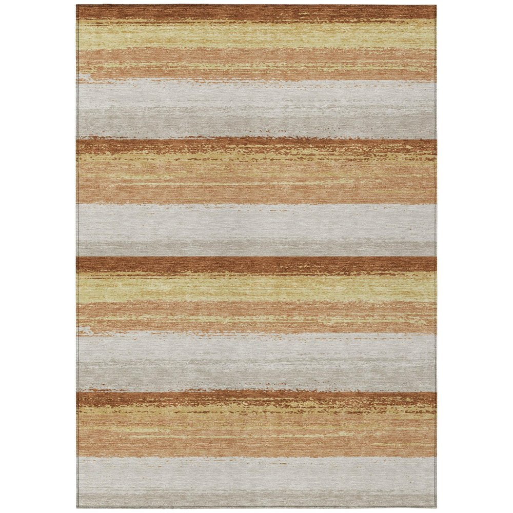 3' X 5' Copper And Purple Striped Washable Indoor Outdoor Area Rug HomeRoots