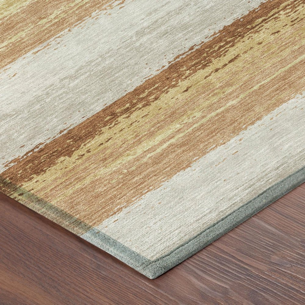3' X 5' Copper And Purple Striped Washable Indoor Outdoor Area Rug — view 2