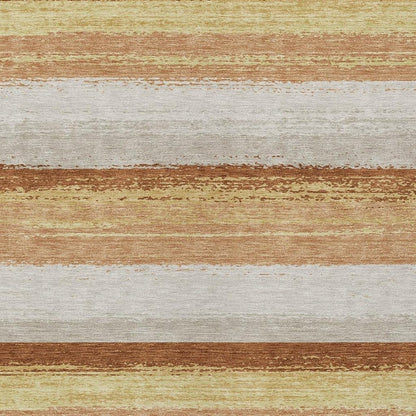 3' X 5' Copper And Purple Striped Washable Indoor Outdoor Area Rug HomeRoots