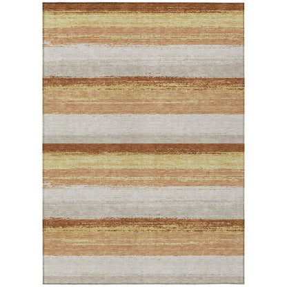 5' X 8' Copper And Purple Striped Washable Indoor Outdoor Area Rug HomeRoots