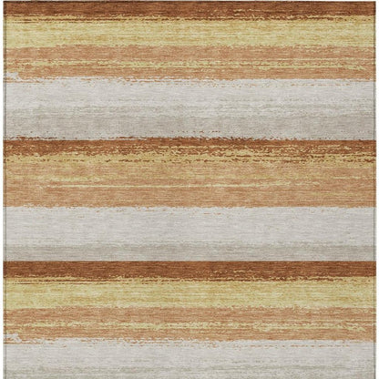 5' X 8' Copper And Purple Striped Washable Indoor Outdoor Area Rug HomeRoots