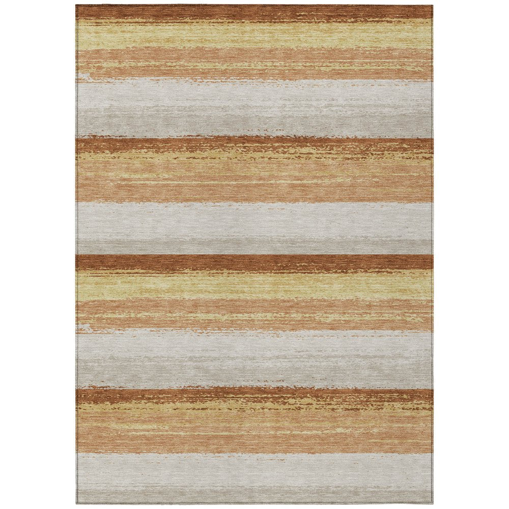 9' X 12' Copper And Purple Striped Washable Indoor Outdoor Area Rug — view 2