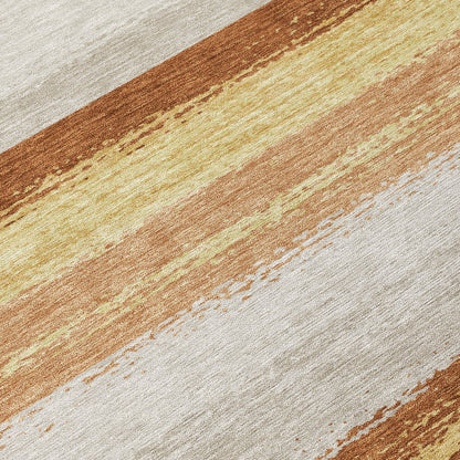 9' X 12' Copper And Purple Striped Washable Indoor Outdoor Area Rug HomeRoots