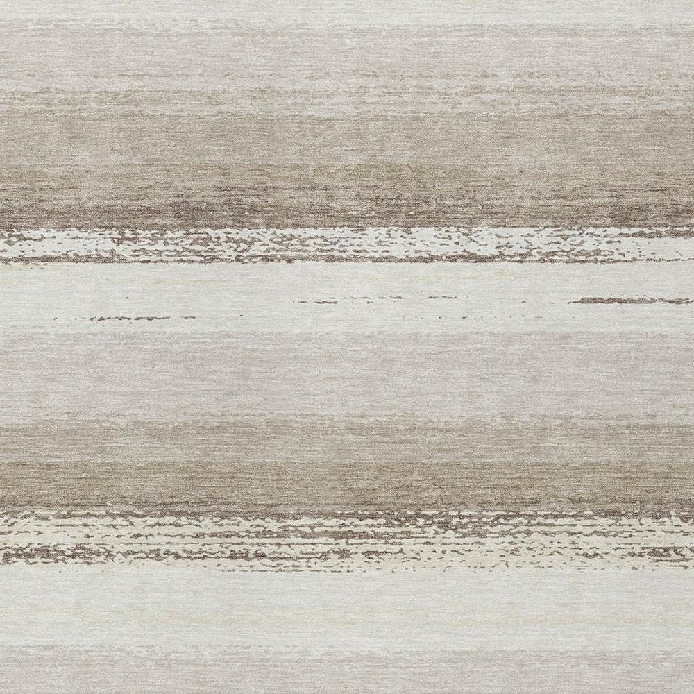 5' X 8' Ivory And Linen Striped Washable Indoor Outdoor Area Rug HomeRoots