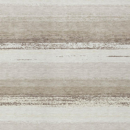 5' X 8' Ivory And Linen Striped Washable Indoor Outdoor Area Rug HomeRoots