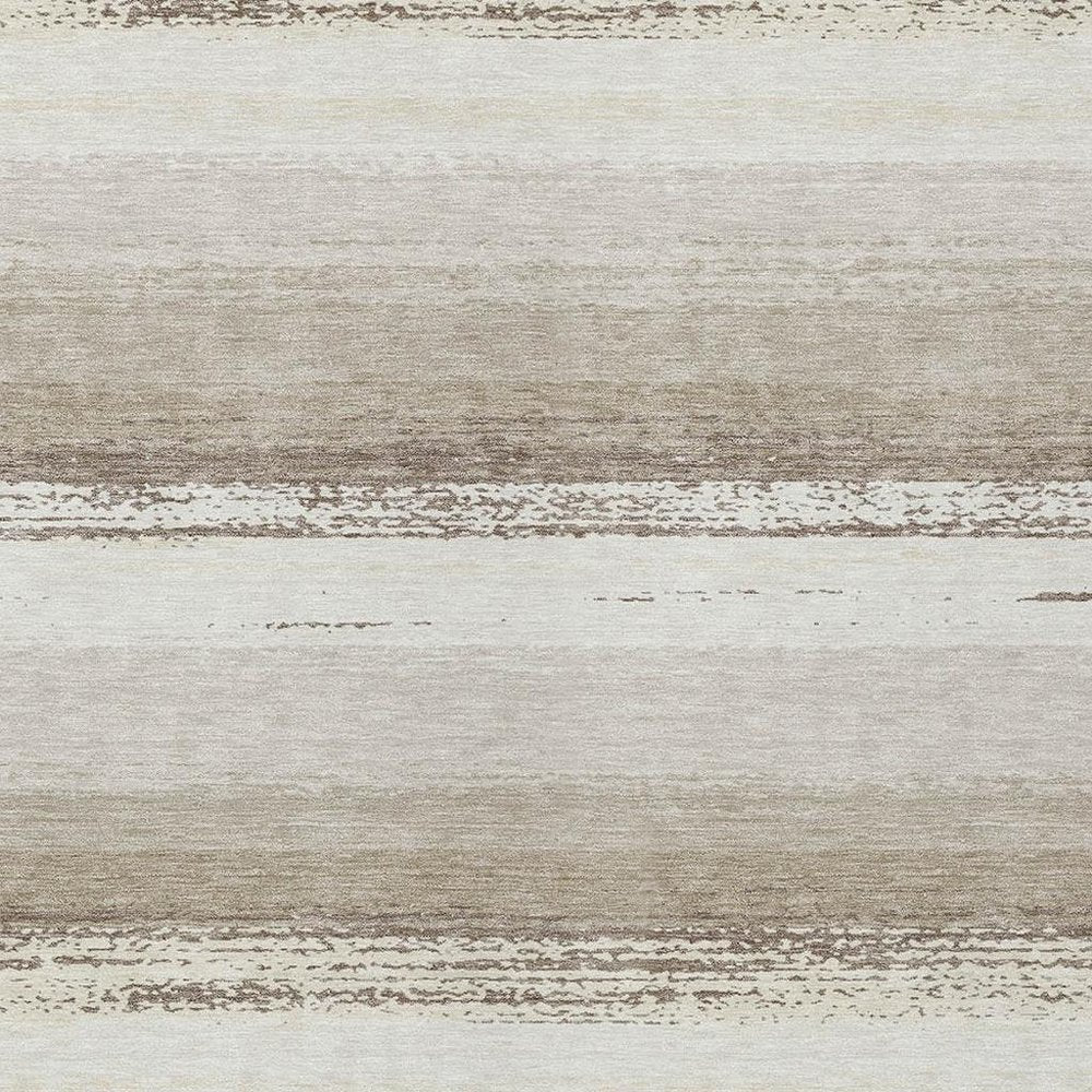 9' X 12' Ivory And Linen Striped Washable Indoor Outdoor Area Rug HomeRoots