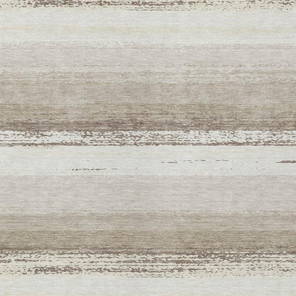 9' X 12' Ivory And Linen Striped Washable Indoor Outdoor Area Rug HomeRoots