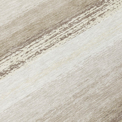 10' X 14' Ivory And Linen Striped Washable Indoor Outdoor Area Rug HomeRoots