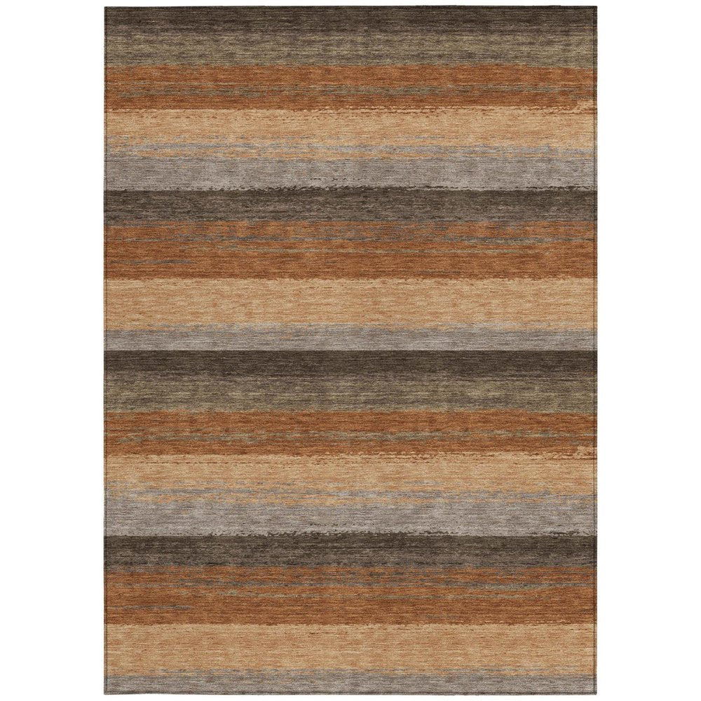9' X 12' Orange And Green Striped Washable Indoor Outdoor Area Rug — view 7