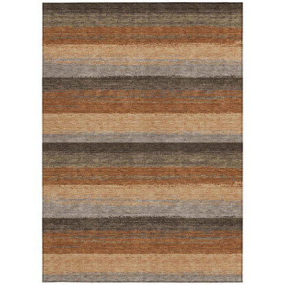 9' X 12' Orange And Green Striped Washable Indoor Outdoor Area Rug HomeRoots