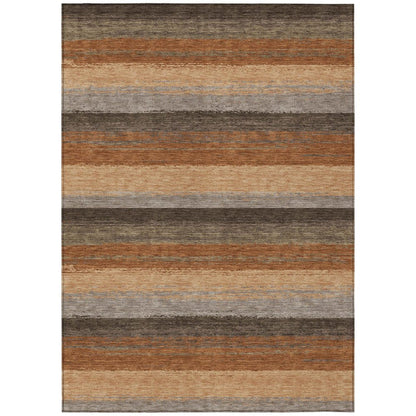 9' X 12' Orange And Green Striped Washable Indoor Outdoor Area Rug HomeRoots