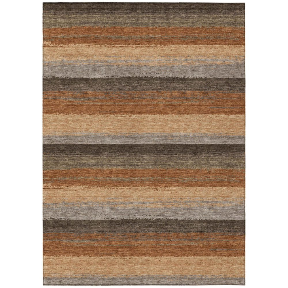 10' X 14' Orange And Green Striped Washable Indoor Outdoor Area Rug HomeRoots