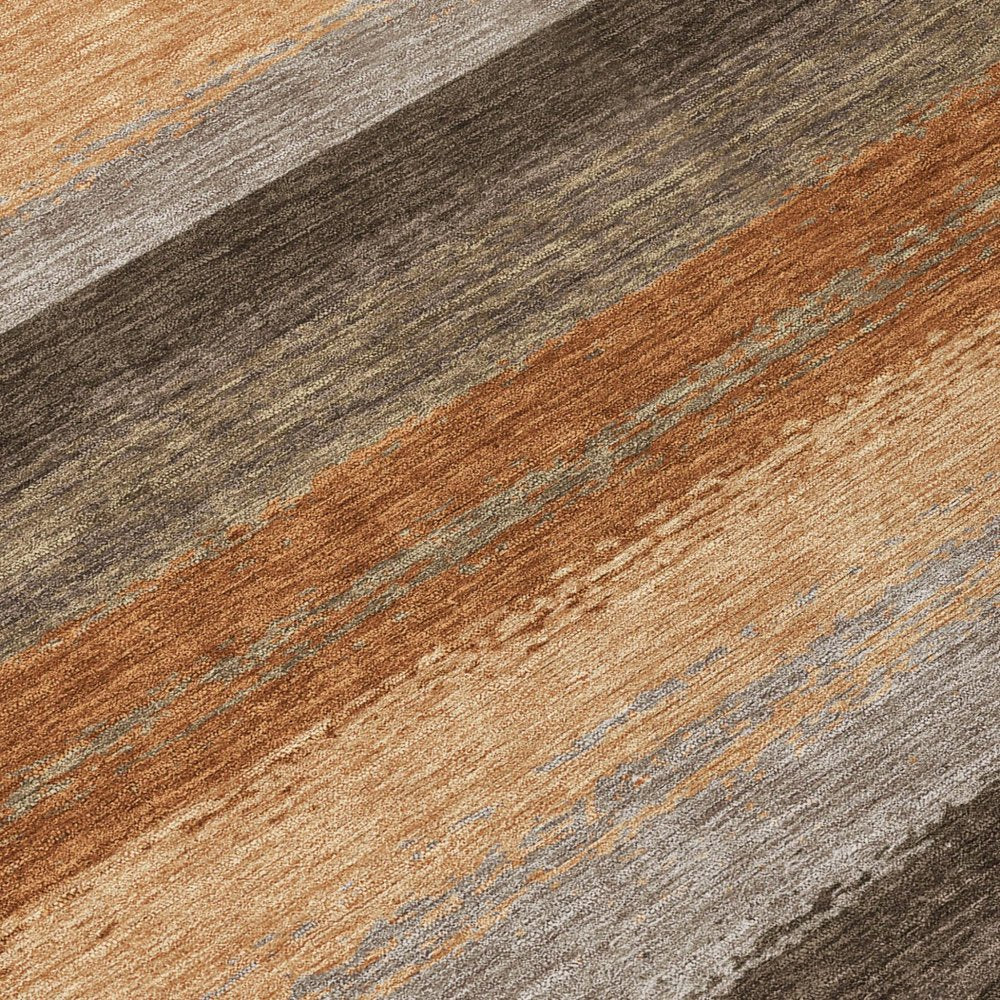 10' X 14' Orange And Green Striped Washable Indoor Outdoor Area Rug — view 3