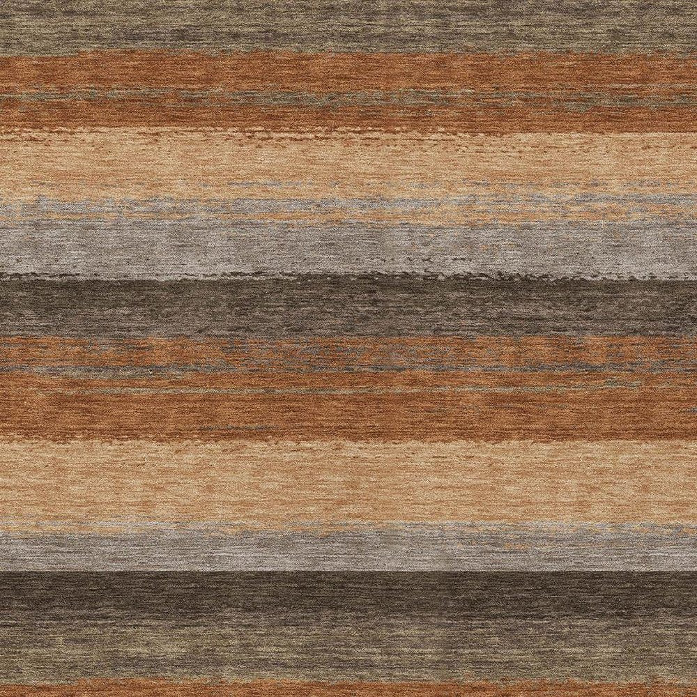 10' X 14' Orange And Green Striped Washable Indoor Outdoor Area Rug HomeRoots