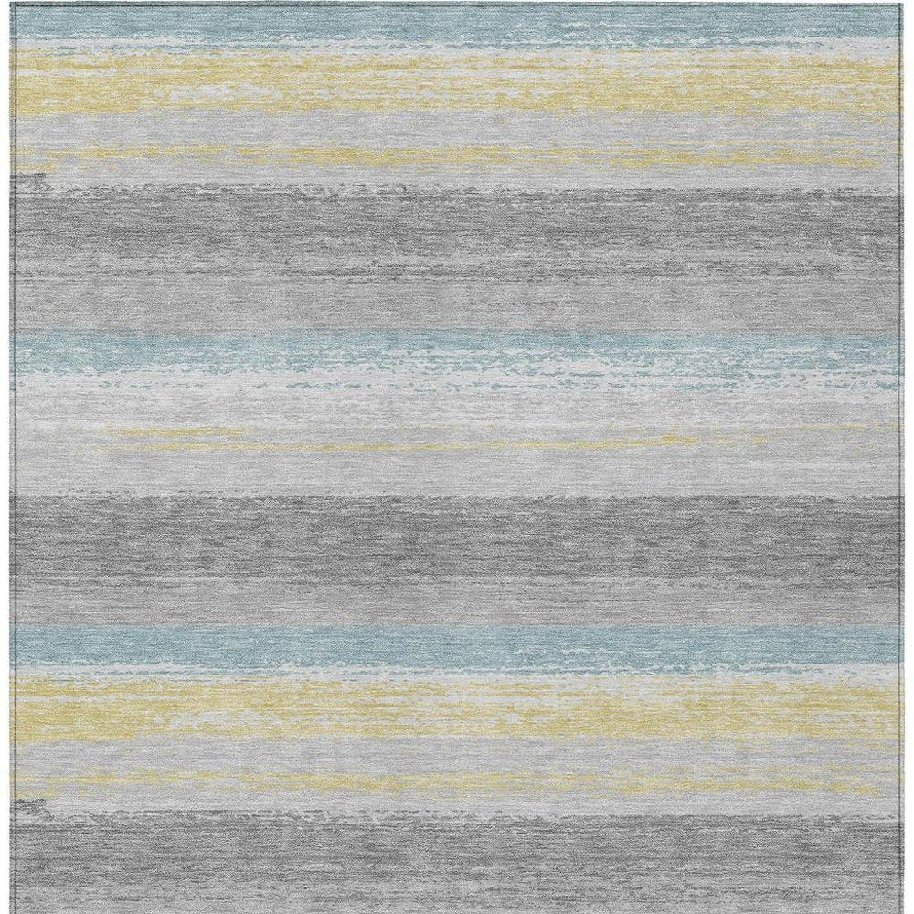 3' X 5' Silver And Taupe Striped Washable Indoor Outdoor Area Rug — view 7