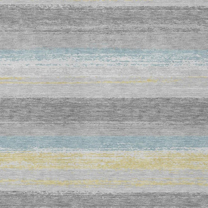 5' X 8' Silver And Taupe Striped Washable Indoor Outdoor Area Rug HomeRoots