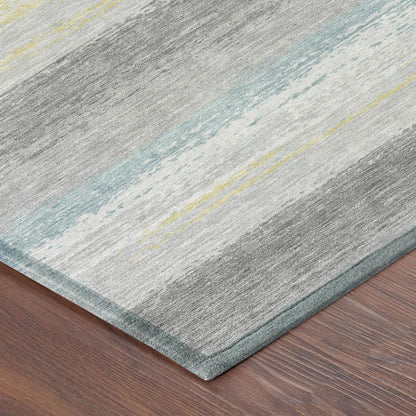 8' X 10' Silver And Taupe Striped Washable Indoor Outdoor Area Rug HomeRoots