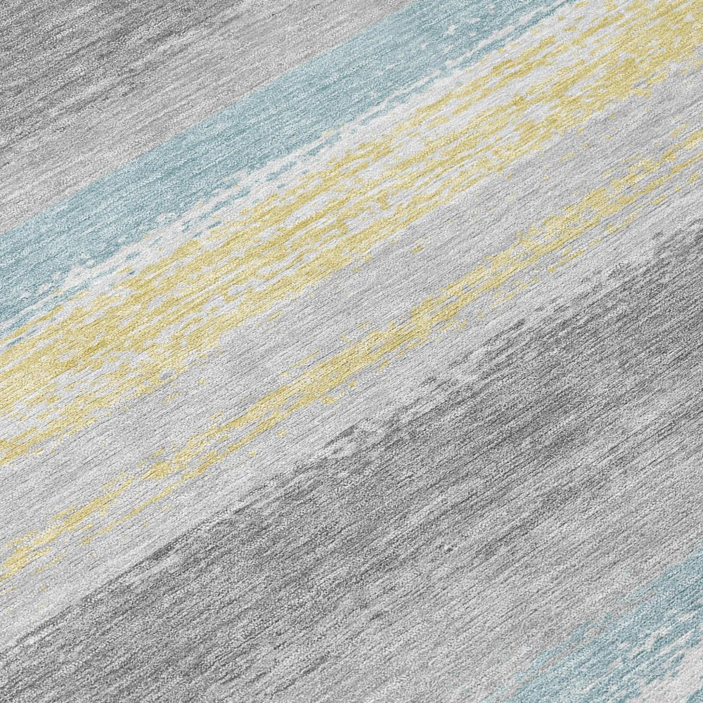 10' X 14' Silver And Taupe Striped Washable Indoor Outdoor Area Rug HomeRoots