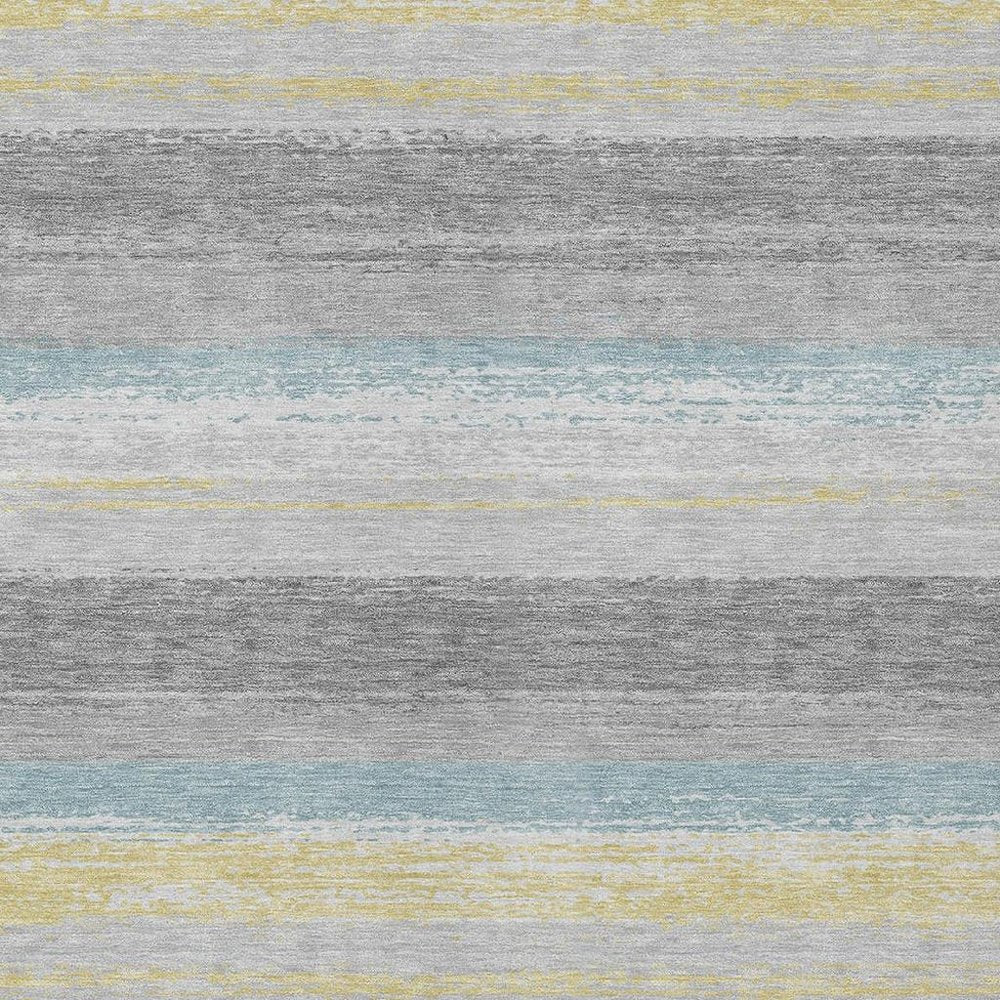 10' X 14' Silver And Taupe Striped Washable Indoor Outdoor Area Rug — view 6