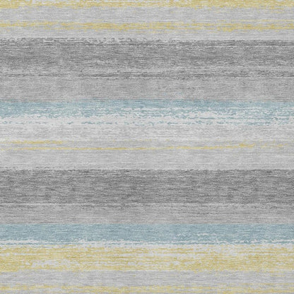 10' X 14' Silver And Taupe Striped Washable Indoor Outdoor Area Rug HomeRoots
