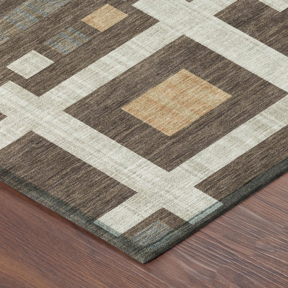 5' X 8' Chocolate And Graphite Geometric Washable Indoor Outdoor Area Rug HomeRoots